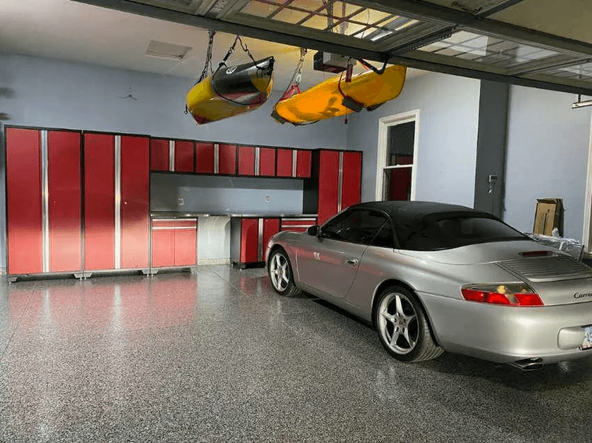 Choose The Right Garage Floor Concrete Coating Full Flake Garage Floor Concrete Coating with Car