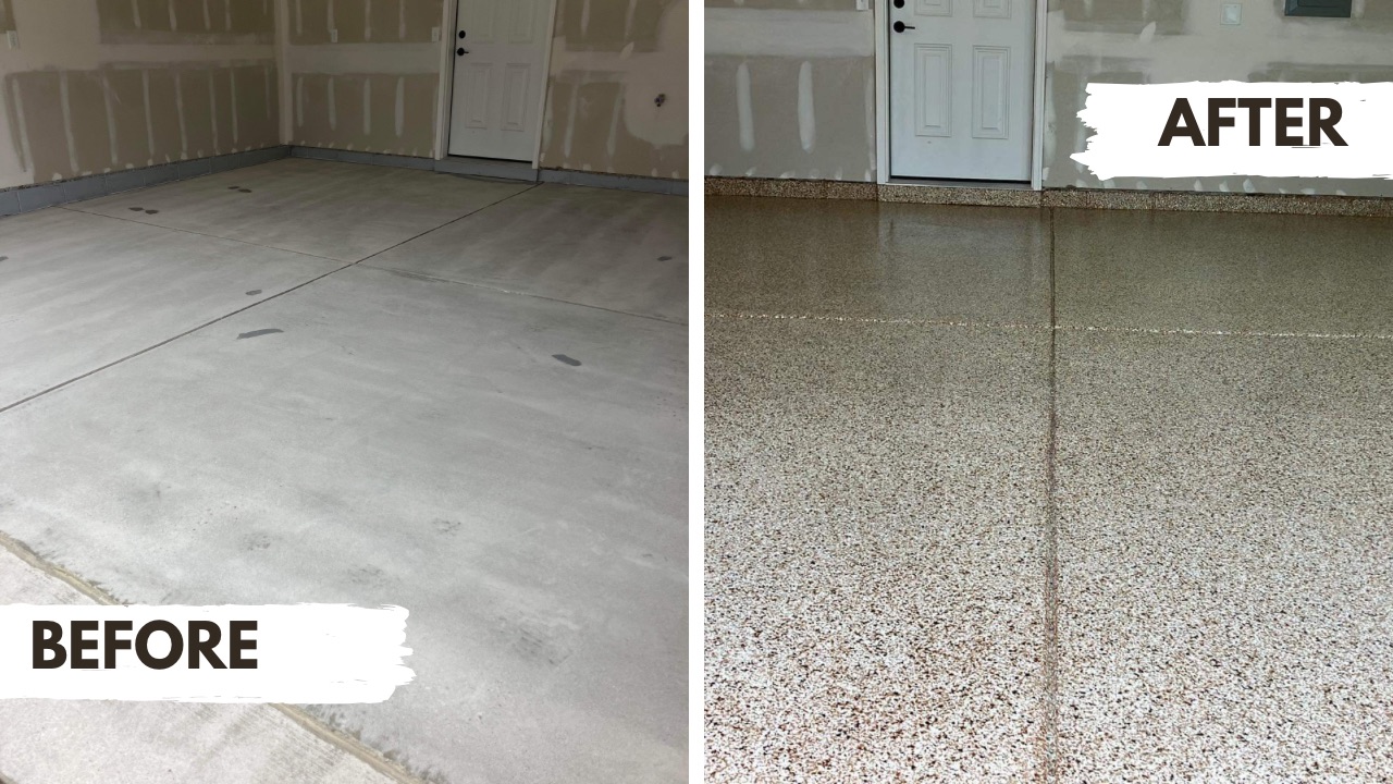 Epoxy Garage Floor Concrete Coating Dayton Cincinnati Before/After